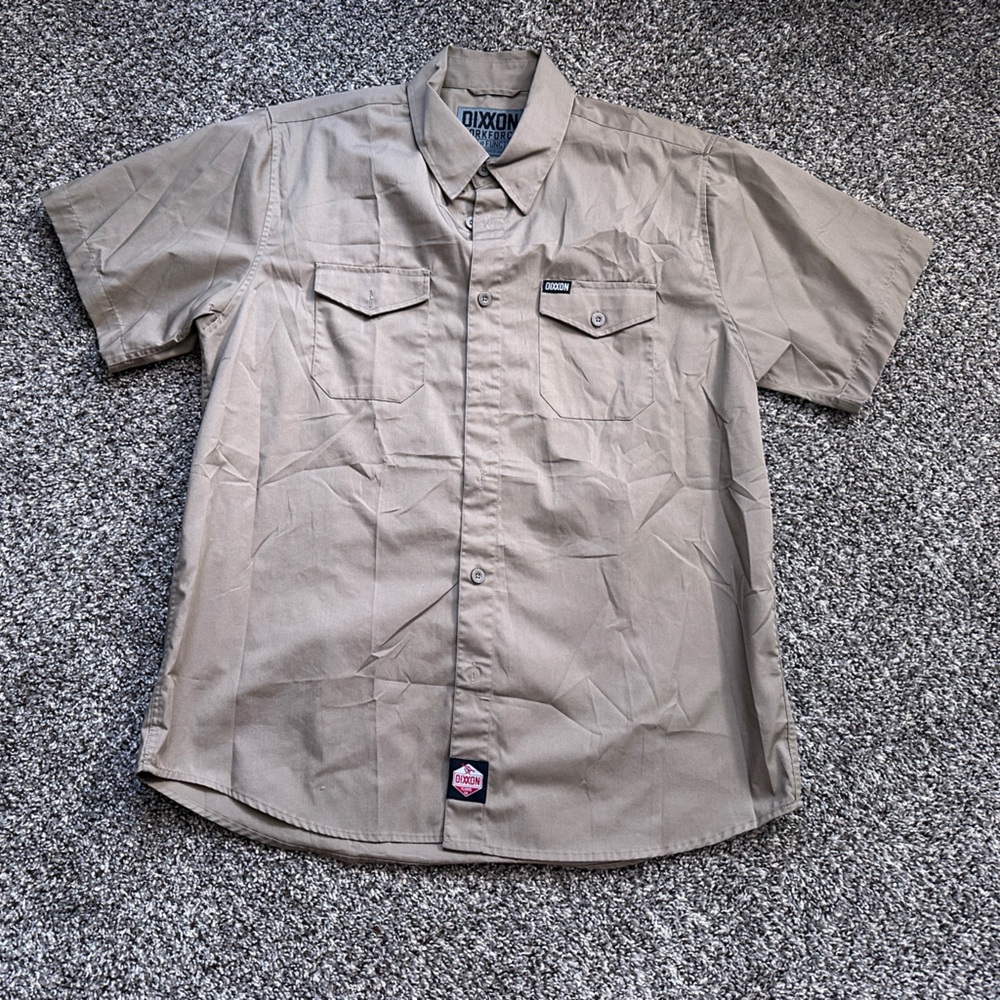 Dixxon Men’s Workforce Tan Short Sleeve Button Up Shirt Sz XL